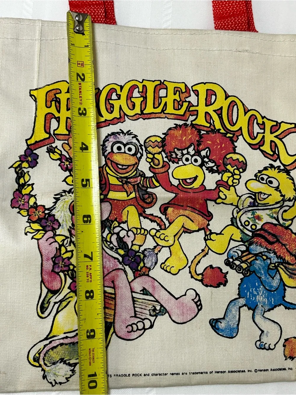 Vintage 1985 Henson Fraggle Rock Muppets Tote Bag Graphic Red Yellow Orange